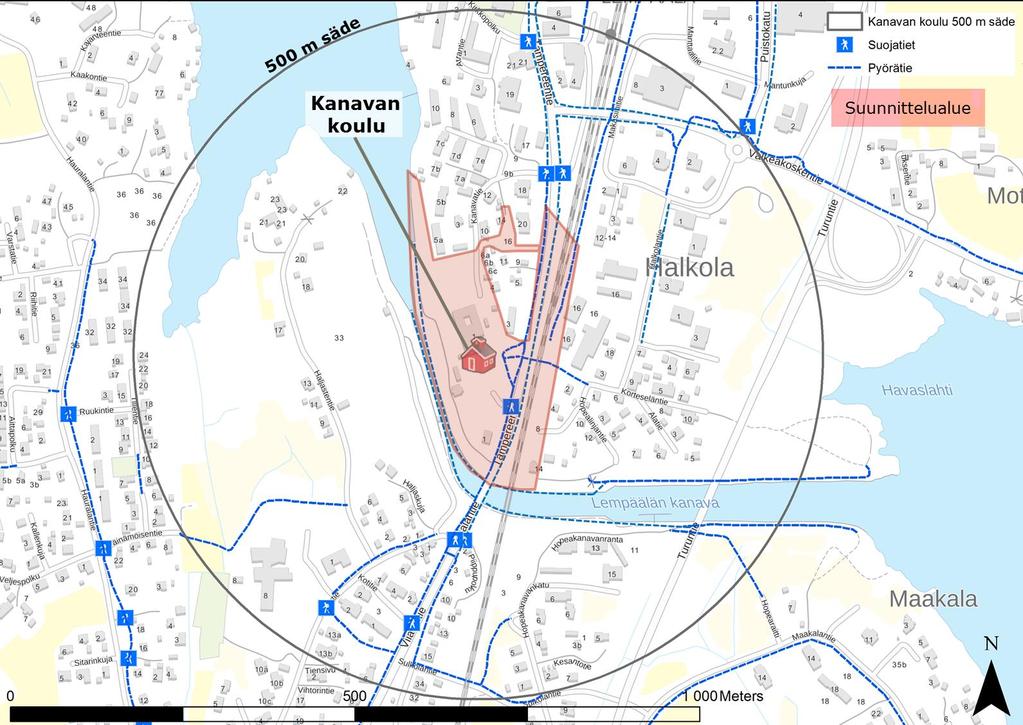 Radan ja Tampereentien alittava alikulku mahdollistaa turvallisen reitin Halkolan alueelle.