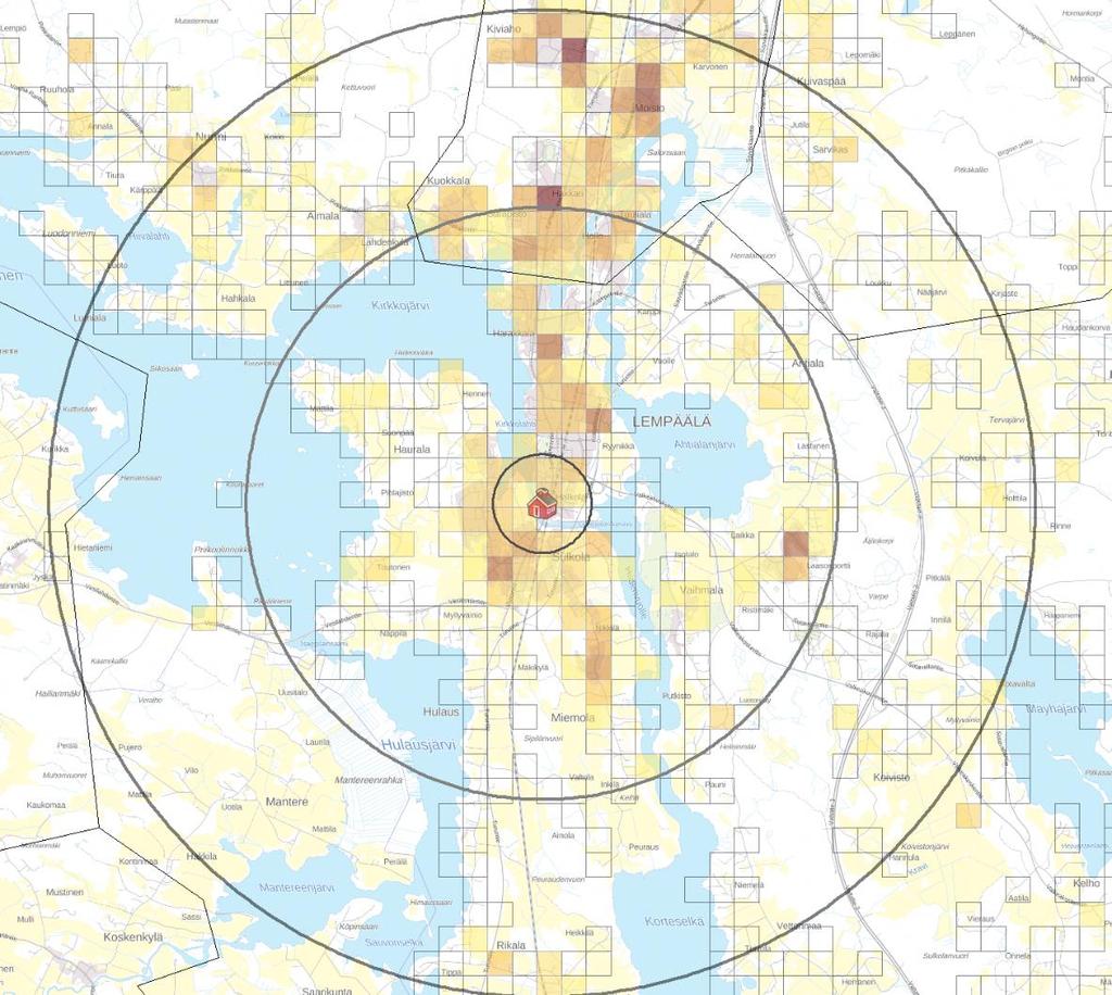 YLÄKOUOLULAISTEN MÄÄRÄ Kanavan koulu Viereisellä kartalla on esitetty tarkastelualueen