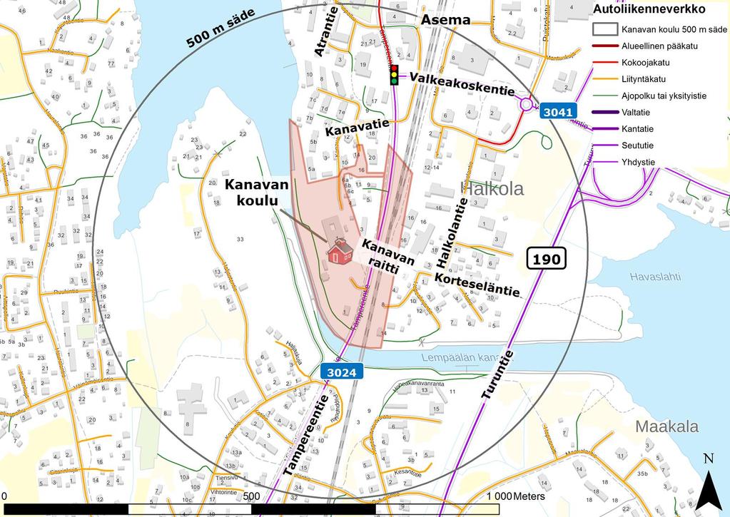 LIIKENNE- VERKKO Kanavan koulu kytkeytyy Tampereentiehen (yt 3024), joka on Lempäälän nauhataajaman läpi kulkeva pääväylä Tampereen suuntaan.