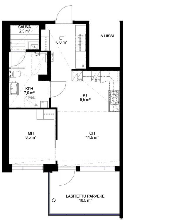 Huoneistot Pinta-ala: 45,5 m², Kpl: 3 Vuokra: 541,45 Pinta-ala: 46,5 m², Kpl: 1 Vuokra: