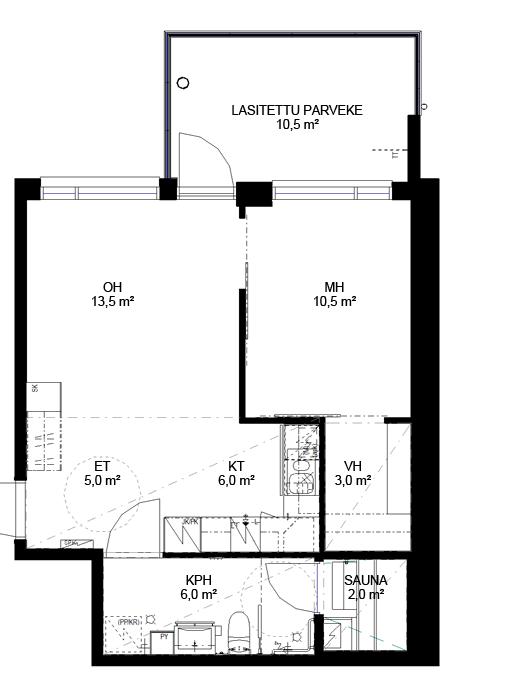 Huoneistot Pinta-ala: 48,0 m², Kpl: 3