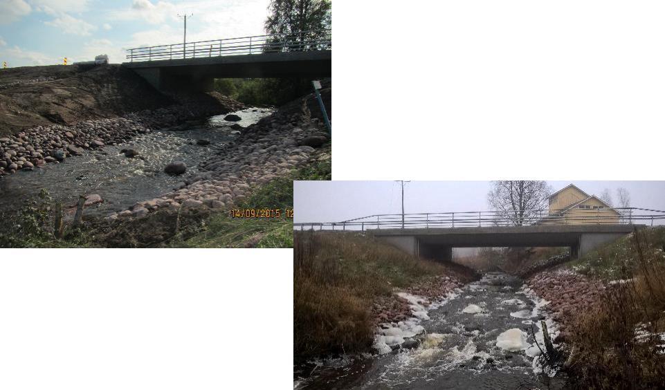 Uuden sillan alue on kauniin näköinen ja soveltuu taimenen elinalueeksi Syyskuu 2015 Alaotsikko toinen taso neljäs taso» viides taso Väliaikaisten siltarakenteiden purkaminen, reunojen eroosio
