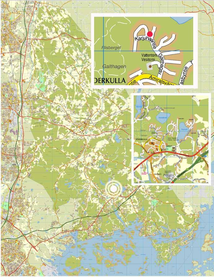 Kaava-alueen sijainti kunnan opaskartalla Sipoon kunnan mittaus- ja