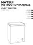 INSTRUCTION MANUAL CHEST FREEZER