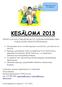 KESÄLOMA 2013 TERVETULOA NAUTTIMAAN KESÄSTÄ LOVIISAN KAUPUNGIN SEKÄ PAIKALLISTEN YHDISTYSTEN KANSSA