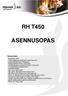 RH T450 ASENNUSOPAS Tekniset tiedot