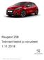 Peugeot 208 Tekniset tiedot ja varusteet