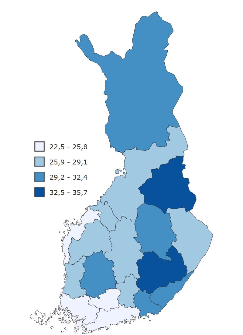 FinSote perustulosten raportoinnin taustamuuttujat ja -luokitukset Aika, alue, sukupuoli Ikäryhmä Terveytemme 20-54, 55-74 ja 75+ Sotkanet 20-64, 65+, 75+