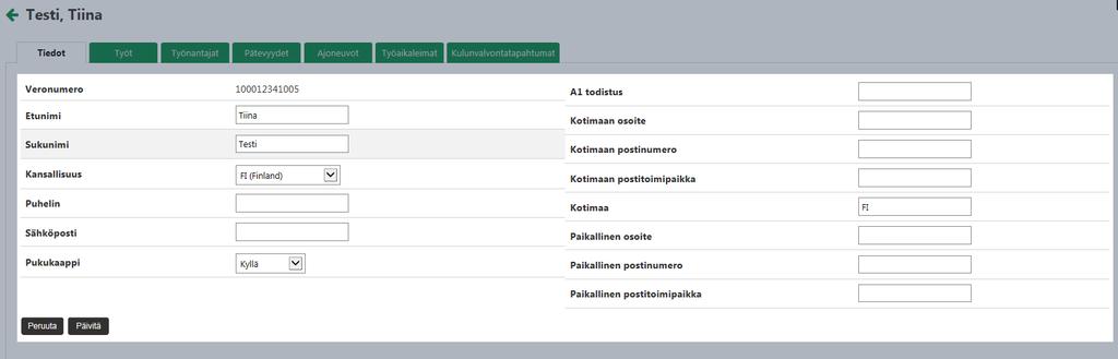 Työntekijätiedot 1.