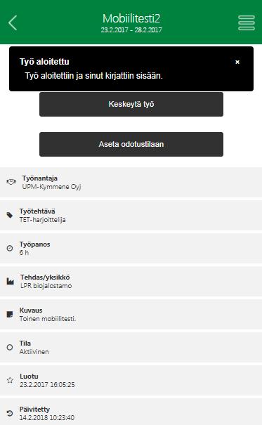 Mobiilileimaus Jos työssä tulee tauko, esim.