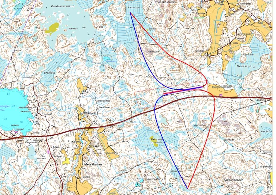 Lähtevän liikenteen reitit ovat vastaavasti seuraavassa kuvassa.