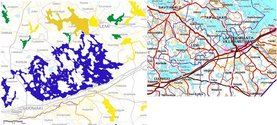 Lemin puoleinen vesialue Kuuksenenselkä Kivijärvellä oli vuonna 211 selvästi rehevöitynyt (kuva 1, tummemman keltainen alue Lemin läntisellä puolella).