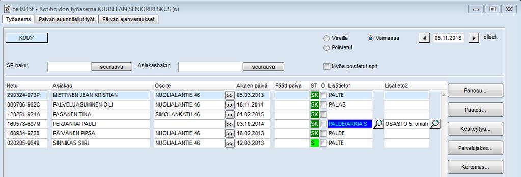 POLKU: Kotihoito - Kotihoidon palvelut - Kotihoidon työasema Asumispalveluyksikön asiakkaalle tehdään ajanvaraus Kotihoidon