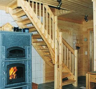 suunniteltuja, näyttäviä porraspaketteja kerroskaiteineen.