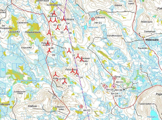 Project: NUOL DECIBEL - Main Result Calculation: MP proposal, 17xV150 @175m Calculation is done according to Finnish guideline Ympäristöhallinnon ohjeita 2 2014 from the Ministry of the Environment