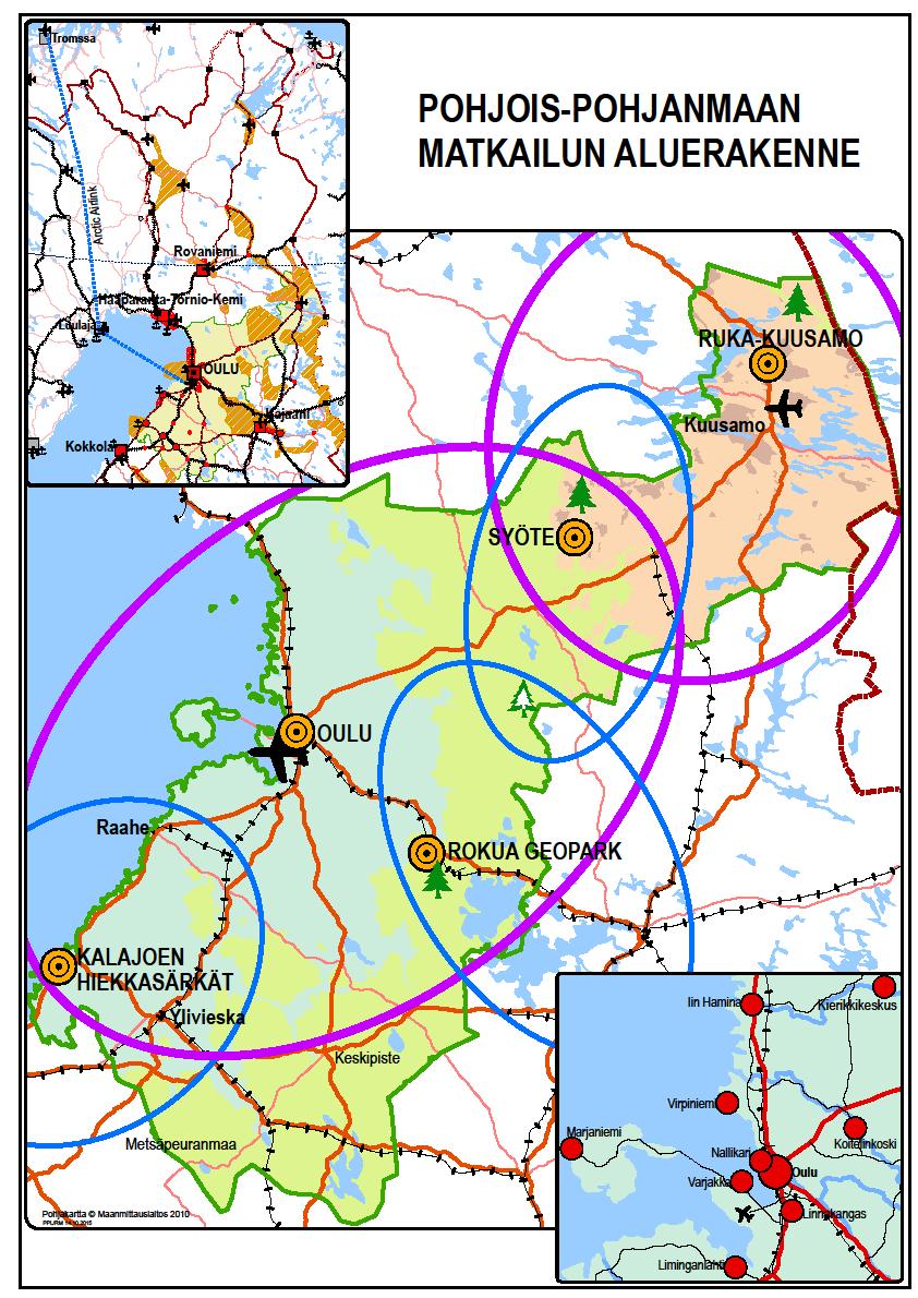 20 Kuva 4. Pohjois-Pohjanmaan matkailun aluerakenne (Pohjois-Pohjanmaan liitto 2015: kuva 4).