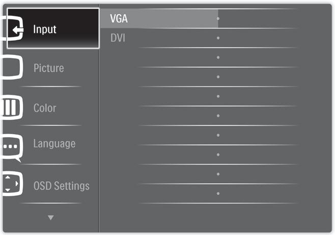 2. Näytön paikalleenasetus Yleistä Mikä on On-Screen Display (OSD)? Kaikissa Philipsin näytöissä on näyttövalikko (OSD) -ominaisuus.