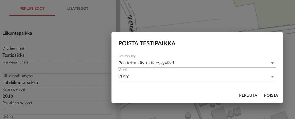 pois käytöstä, jolloin poistettu paikka arkistoituu.