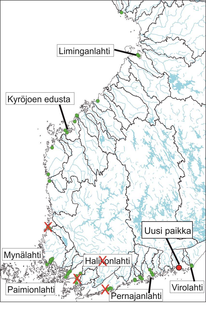 Rannikon MaaMet-seurantapaikat Pääosin suljettuja merenlahtia, joissa vedenvaihtuvuus rajatumpaa Kuormitus rannikolla on cocktail. Kuormituslähteen määrittäminen haasteellista.