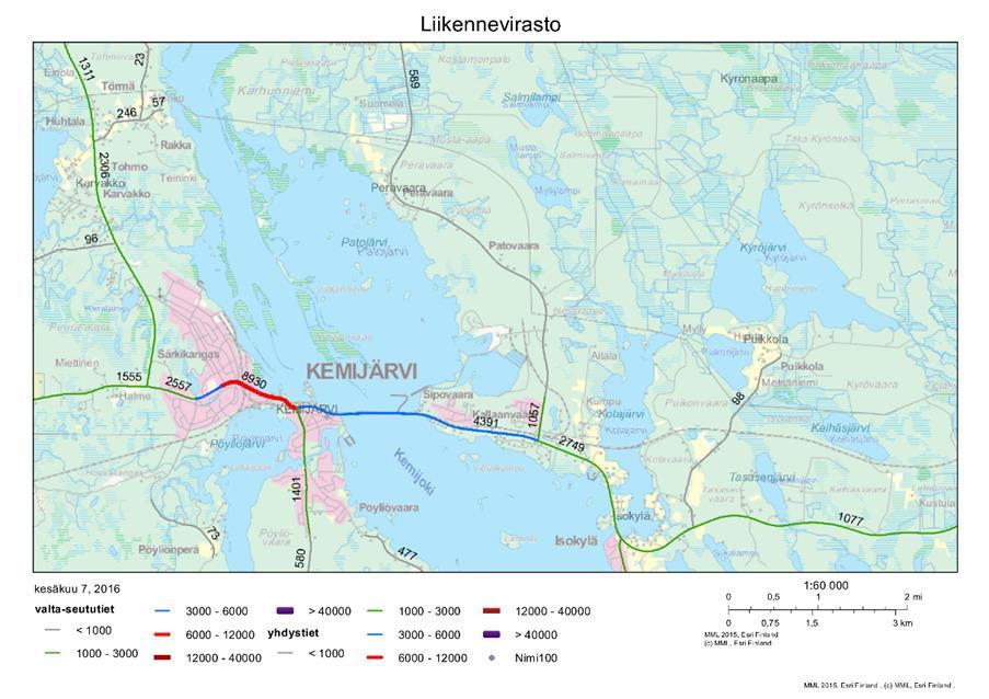 140 idän suuntaan 2 749 (2 789) ajoneuvoa vuorokaudessa vuonna 2015 (vuonna 2016).