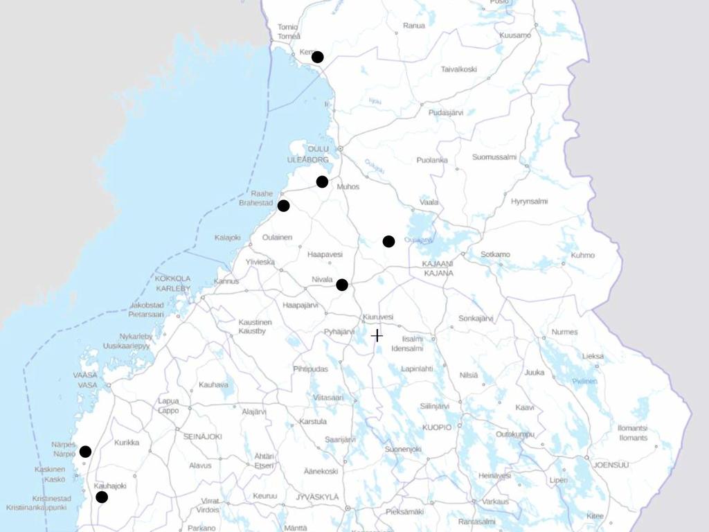 Uusiutuvan energian tukikilpailutuksen voittaneet h Leipiö 3 (TW:n Taivalkoski Simo 110 kv johtoon) Parhalahti (Elenian SI-JY B 110 kv johtoon) Hirvineva (PS-PR 110 kv johtoon) Kestilä (Loisteen NU -