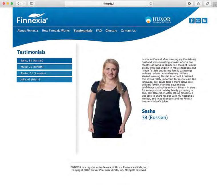 Figure 26. Finnexia website. Testimonials page. (2012). http://finnexia.