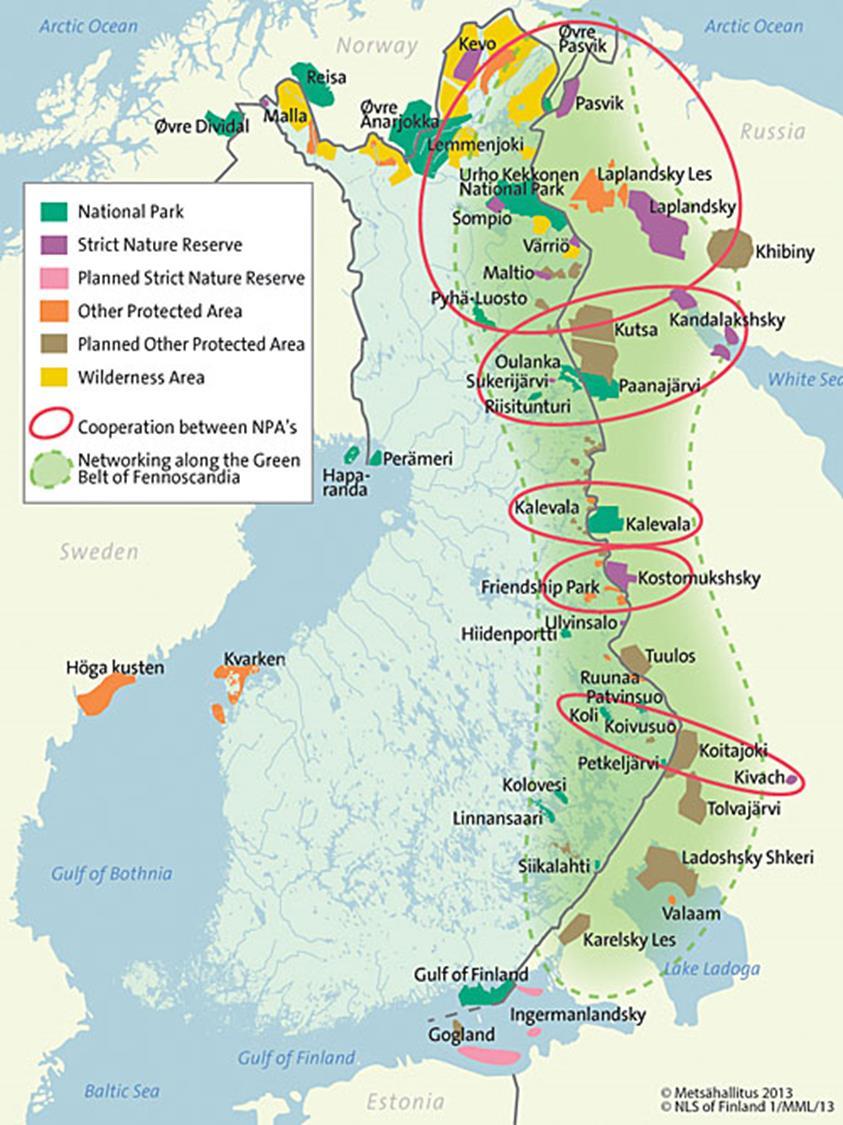 Ekologisesti merkittävä boreaalisen luonnon vyöhyke Suomen, Venäjän ja Norjan rajalla Vihreällä vyöhykkeellä on fyysiset ja toiminnalliset rajat.