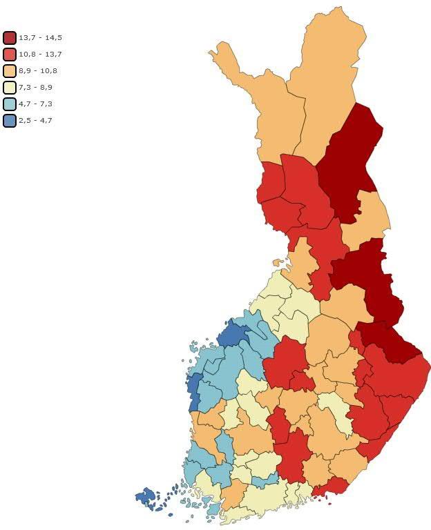 7. Vaasan väestö- ja työpaikkakehitys 64 Etelä- ja Länsi-Suomi ovat tällä hetkellä korkeimman työllisyyden alueet.