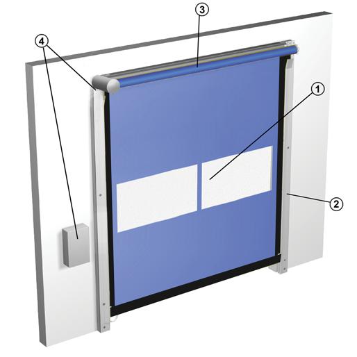 1. Kuvaus 1.1 Yleistä -pikarullaovi on suunniteltu ulkotiloihin keskikokoisiin oviaukkoihin ja raskasta käyttöä varten tuulikuorman ollessa suuri.