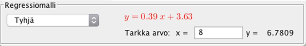 c) Lasketaan ohjelman avulla arvio ruotsin kielen arvosanalle, kun matematiikan arvosana on 8.