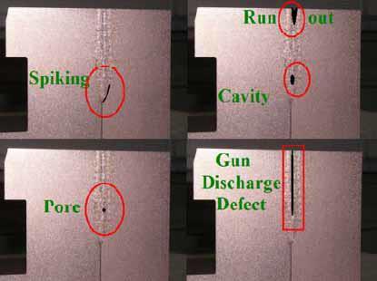 9 The most relevant defect types for the EBW of the capsule are presented in Figure 2.6. Spiking is an internal root cavity caused by improper weld parameters.