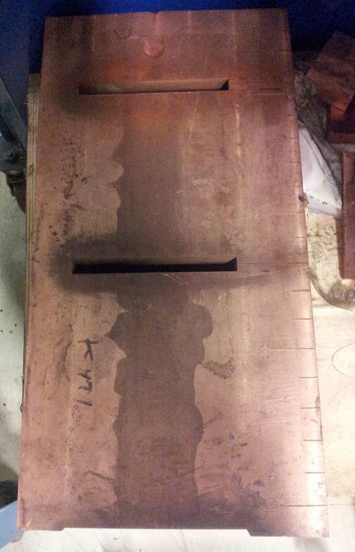 37 Figure 6.11. EB weld with defects from which the specimens were cut. Figure 6.12, 6.13 and 6.14 show the samples for investigating EB weld defects and their surface breaking flaws.