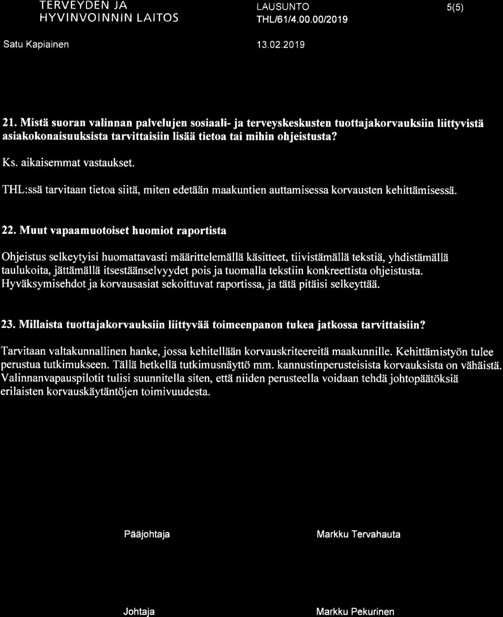 -rs TËRVËYDEN JA I.IYVINVOINNIN LAITOS THL/61/4.00.00t2019 5(5) 21.