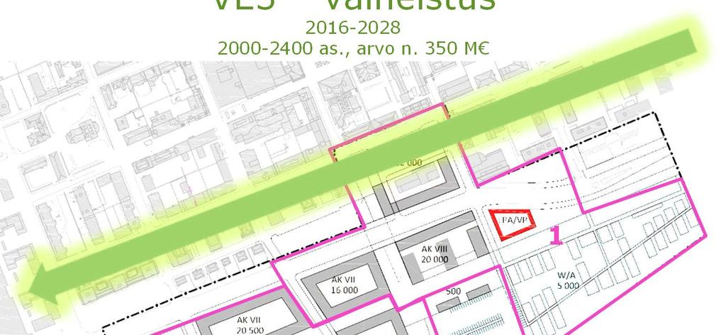 VE3 vaiheistus 2016-2028 2000-2400 as., arvo n. 350 M 1 Puiston (maisemointi) kustannus: - 1,2 M Infran kokonaiskustannus: - 38,1 M - 2,9 M /vuosi (lask.