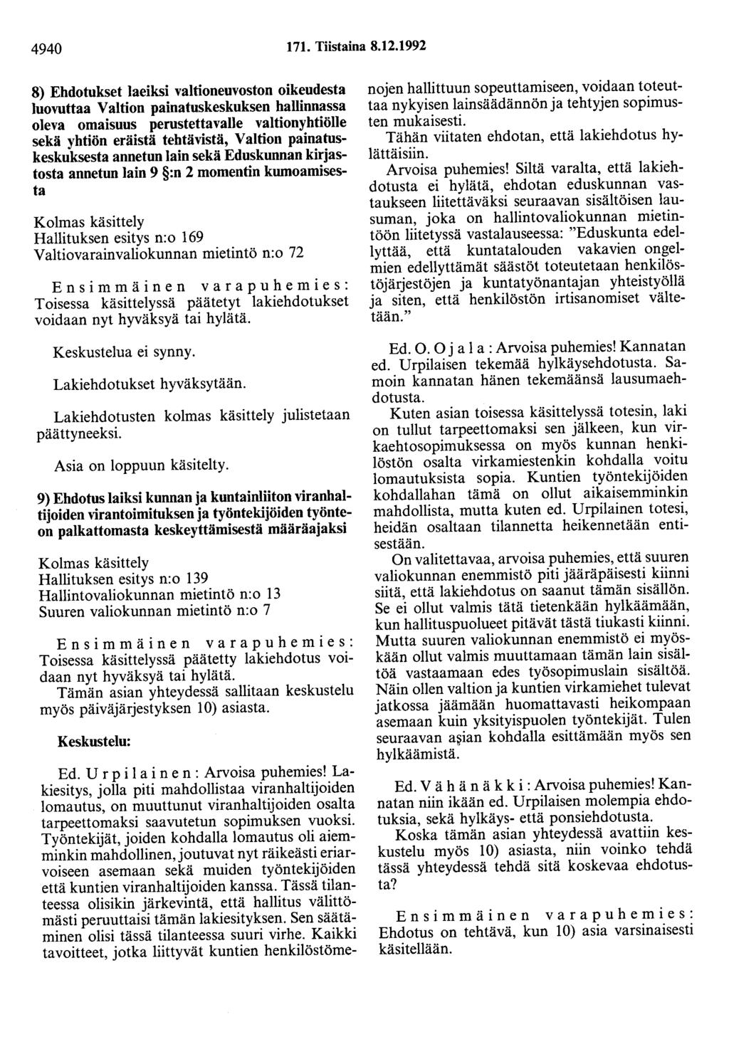 4940 171. Tiistaina 8.12.