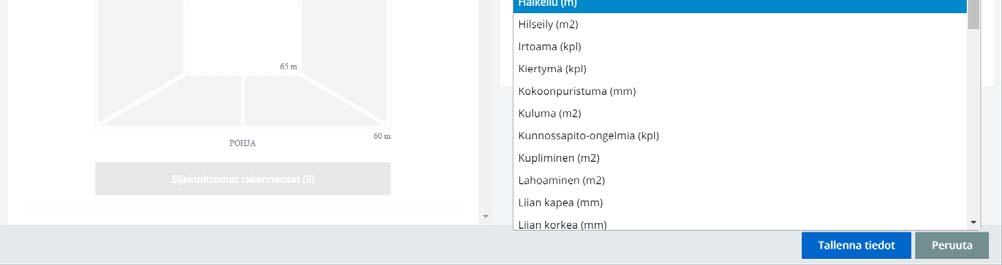 vaurioiden kopiointinappi löytyy päärakenneosakohtaisesta gridinäkymästä. Vaurionappi on esitetty esimerkiksi kuvassa 15.