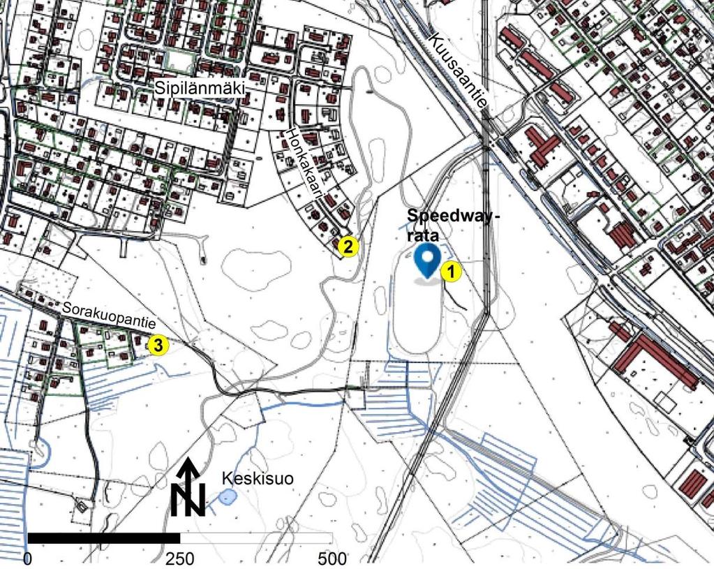 Speedwayradan melumittaukset 15.8.2015 Kohde: Kuusaankosken speedwayrata (Kuusaantie 26, Kuusankoski) Yhteystiedot: Kuusaankosken moottorimieskerho ry (http://www.kmmkry.net/alkusivu.htm).