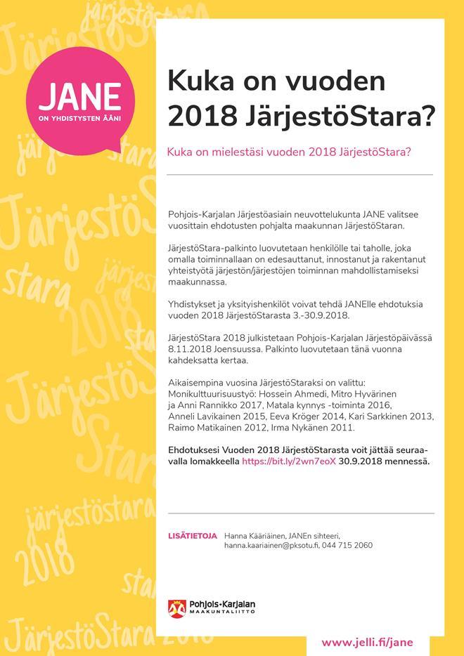 Ajankohtaista Kuka on vuoden 2018 JärjestöStara?