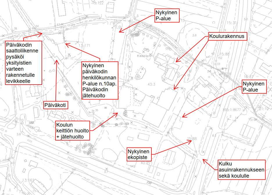 Joukkoliikenne Suunnittelualueella liikennöi kaksi Oulun joukkoliikenteen linjaa (59 ja 64).