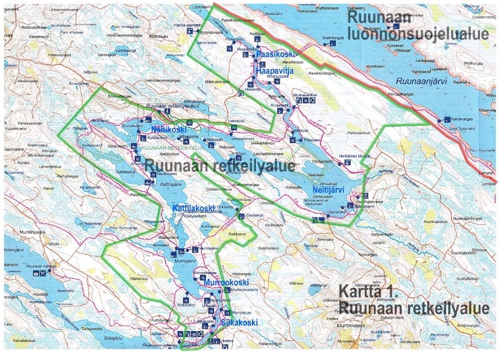 Kuva 2. Ruunaan retkeilyalue ja luonnonsuojelualue.