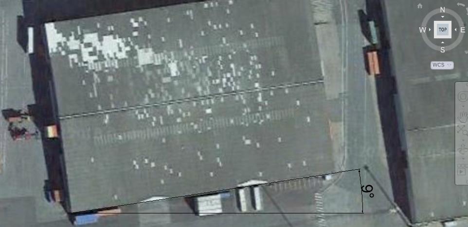 16 Kuva 5 Varaston 17 poikkeama etelästä (Google Earth 2018) Varaston 17 atsimuutti voidaan nähdä kuvasta 5.