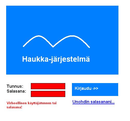 38 Käyttäjä on painanut unohdin salasanani -nappia ja kirjoittanut muistamansa tunnuksen.