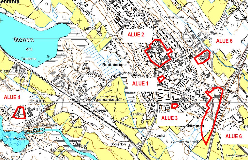 Pienet asemakaavamuutokset kirkonkylän asemakaava-alueella.