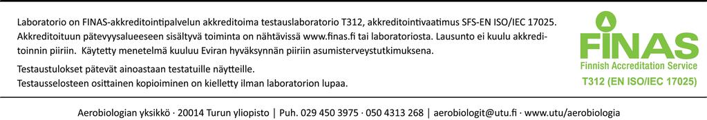 fi Selosteen sisältö: rakennusmateriaalinäytteen laimennusviljely 2 kpl Tiedot näytteenotosta: Kohde: Sepänkatu 2, Turku Näytteenottaja: Mikko Piippo Näytteenottopvm 18.6.2019, näytteet saapuneet 18.