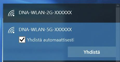 WiFi-yhteyden muodostaminen Windows 10 Windows 10 -tietokoneessa klikkaa WiFi-verkon kuuluvuuspalkkeja Windowsin oikeasta