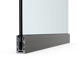 Täyslasikaidejärjestelmä GP Minimalistinen lasikaidejärjestelmä Kaiteen kuormituksenkesto jopa 1,5 kn/m Profiilin mitat 60 x 110 mm Tyylikäs viimeistely: