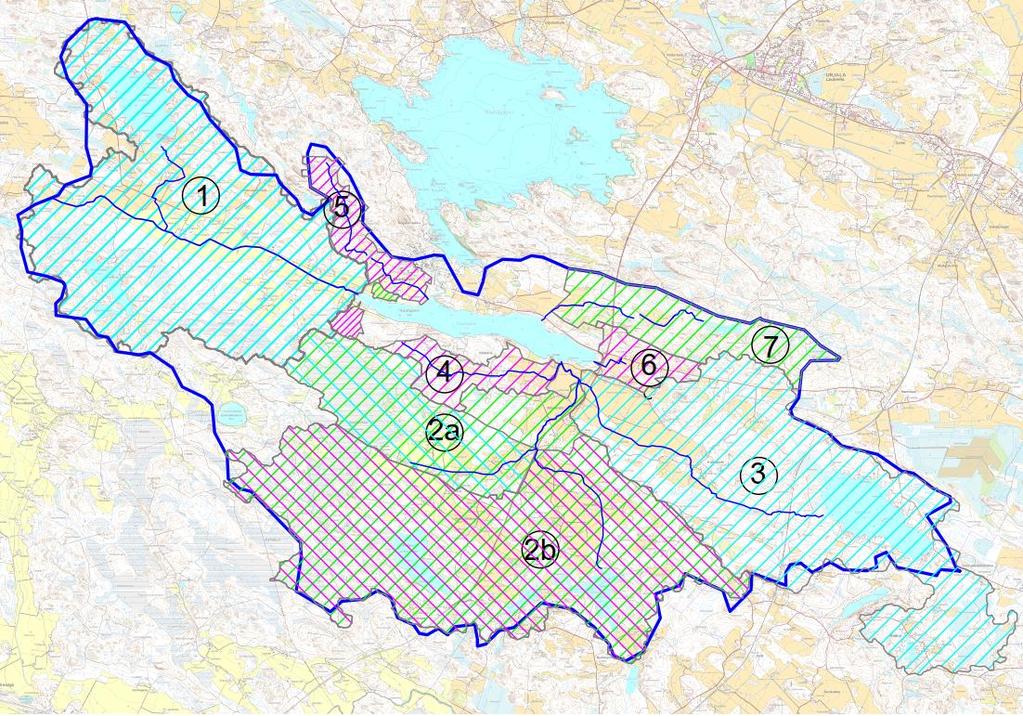 Nuutajärvi 29.11.2018 5 (12) 3 Valuma-alue Kuvassa 4 ja liitteessä 1 on jaettu järven valuma-alue uomittain osavaluma-alueisiin. Osavalumaalueiden tiedot on esitetty taulukossa 1.