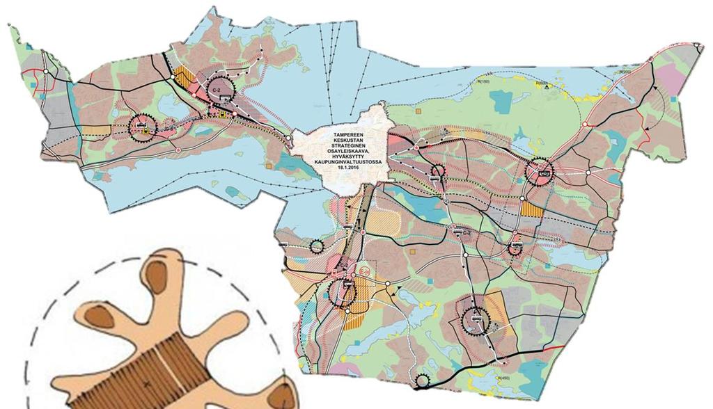 Tiiviimmin rakennettaviksi osoitetaan raideliikenteen asemat, keskeiset pysäkin ja solmukohdat Turun strategia 2029 ja yleiskaava ( 2019) Turku edistää kestävää kehitystä eheyttämällä