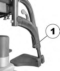 Invacare Bora/Spectra XTR -sarja 5.19.2 Pituuden säätäminen 5 mm:n kuusiokoloavain 1. Löysää ruuvia (1) kuusiokoloavaimella mutta älä poista kokonaan. 2. Säädä jalkatuen pituus sopivaksi. 3.