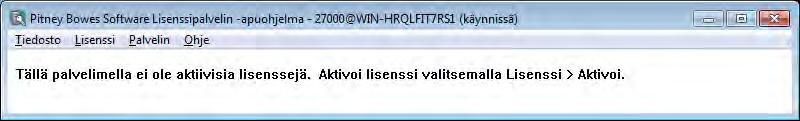 Lisenssipalvelin-apuohjelman käynnistäminen Lisenssipalvelin-apuohjelman käynnistäminen Lisenssipalvelin-apuohjelman käynnistäminen: Valitse Windowsin Käynnistä-valikosta Ohjelmatiedostot > MapInfo >